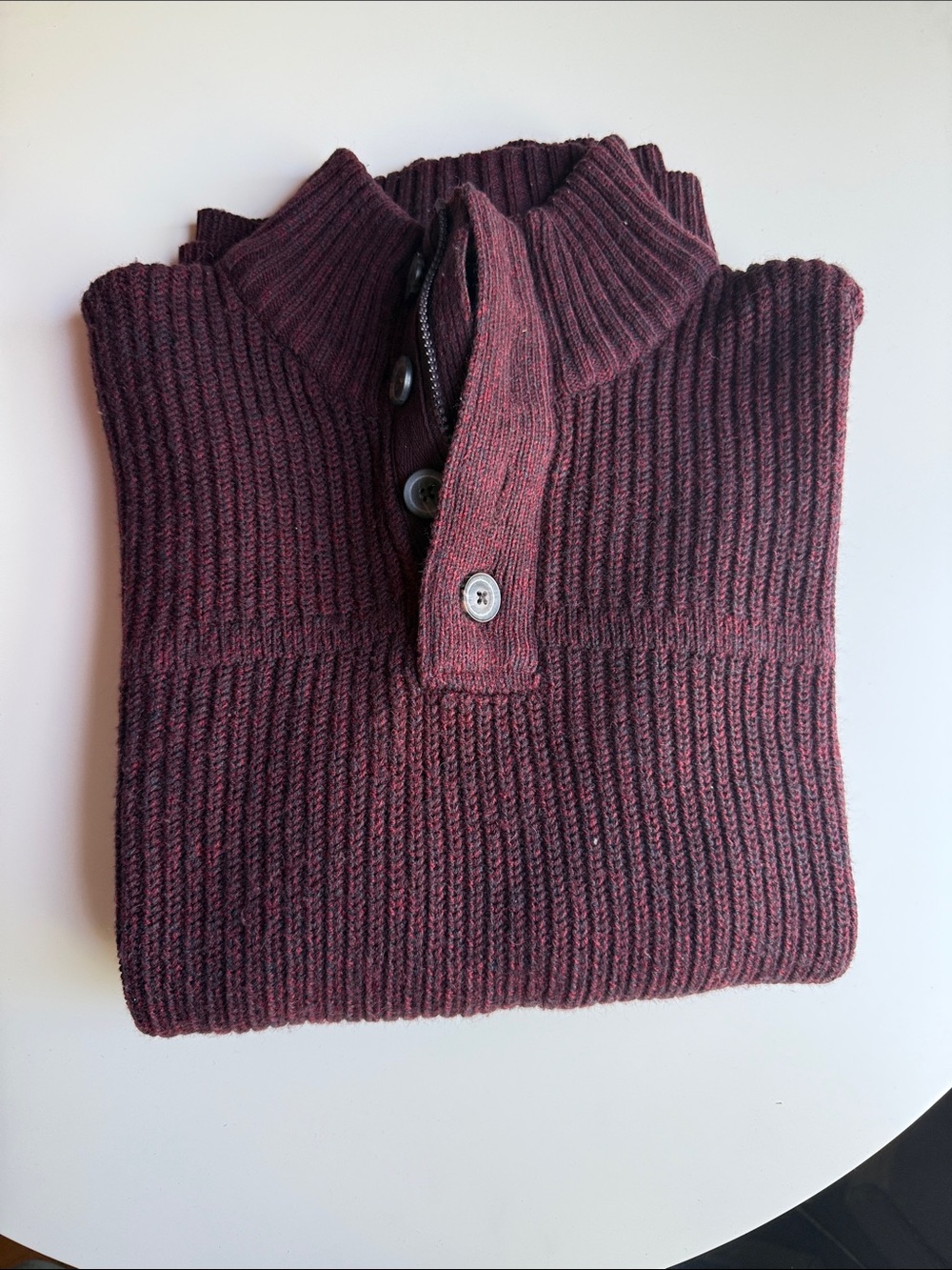 TRUE ROCK Men's Ribbed Zip-Neck Sweater - Burgundy